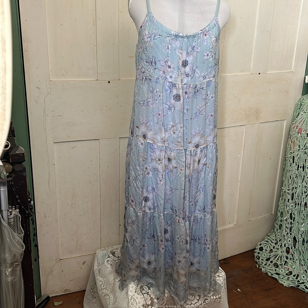 🔥SALE $17🔥 NWT Elena Baldi Silky Tiered Maxi Dress Made Italy Sz M